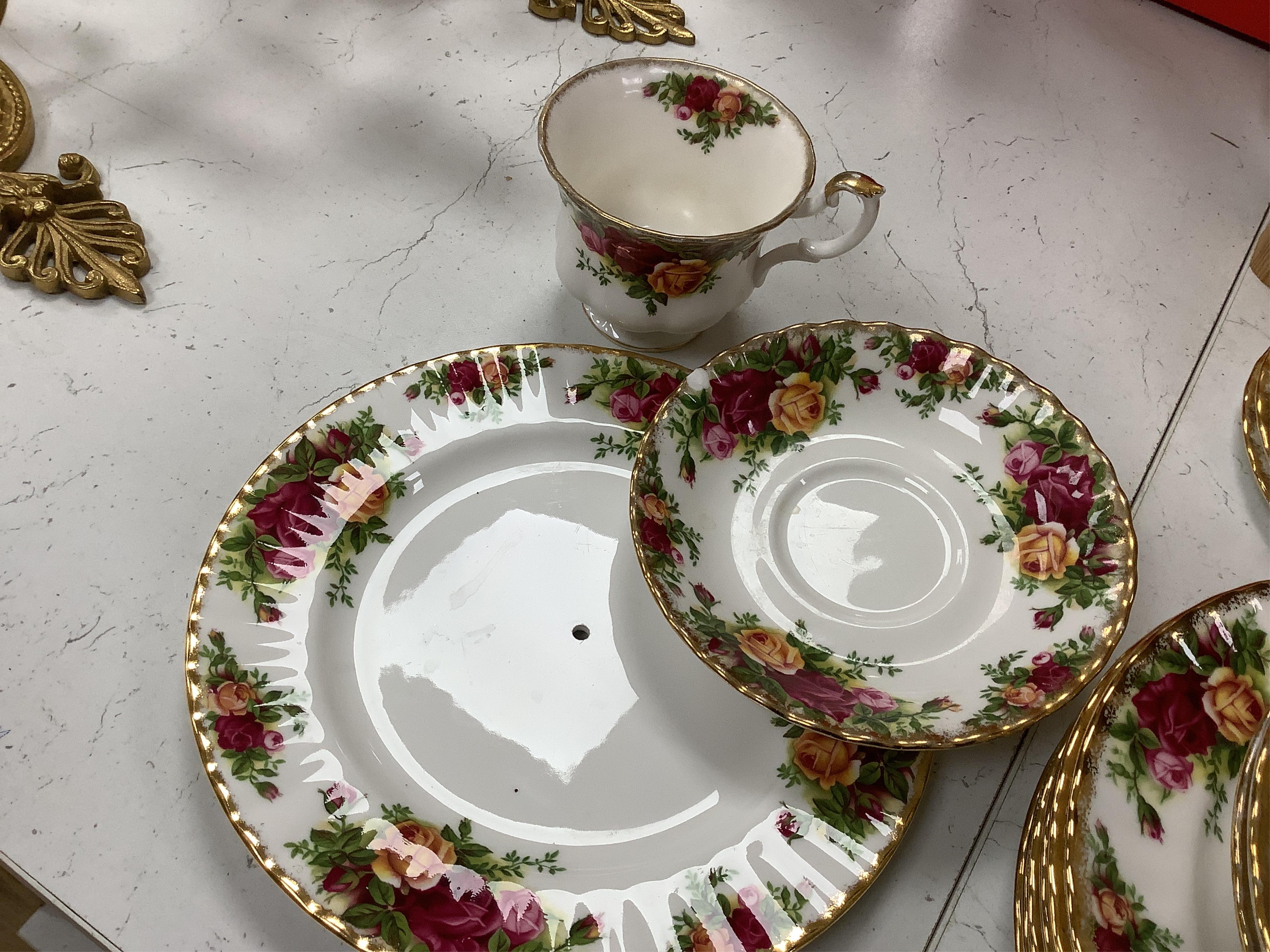 Royal Albert Old Country Roses, part dinner, tea and coffee service. Condition - mostly good